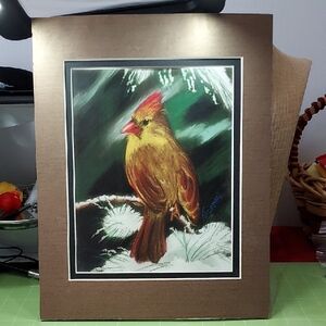 Red Cardinal Bird Print with Striking Features